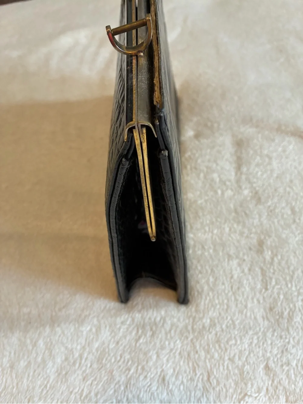 Black Crocodile Vintage Frame Clutch from Paris